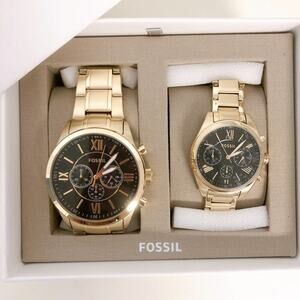 Fossil BQ2400Set His and Her Chronograph Gold-Tone Stainless Steel Watch